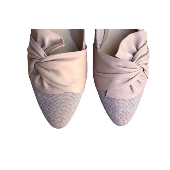 NEW Gabor Blush Pink Shimmer D'Orsay Ballet Flats Leather Wrap Bow Elegant Shoes - Picture 4 of 5
